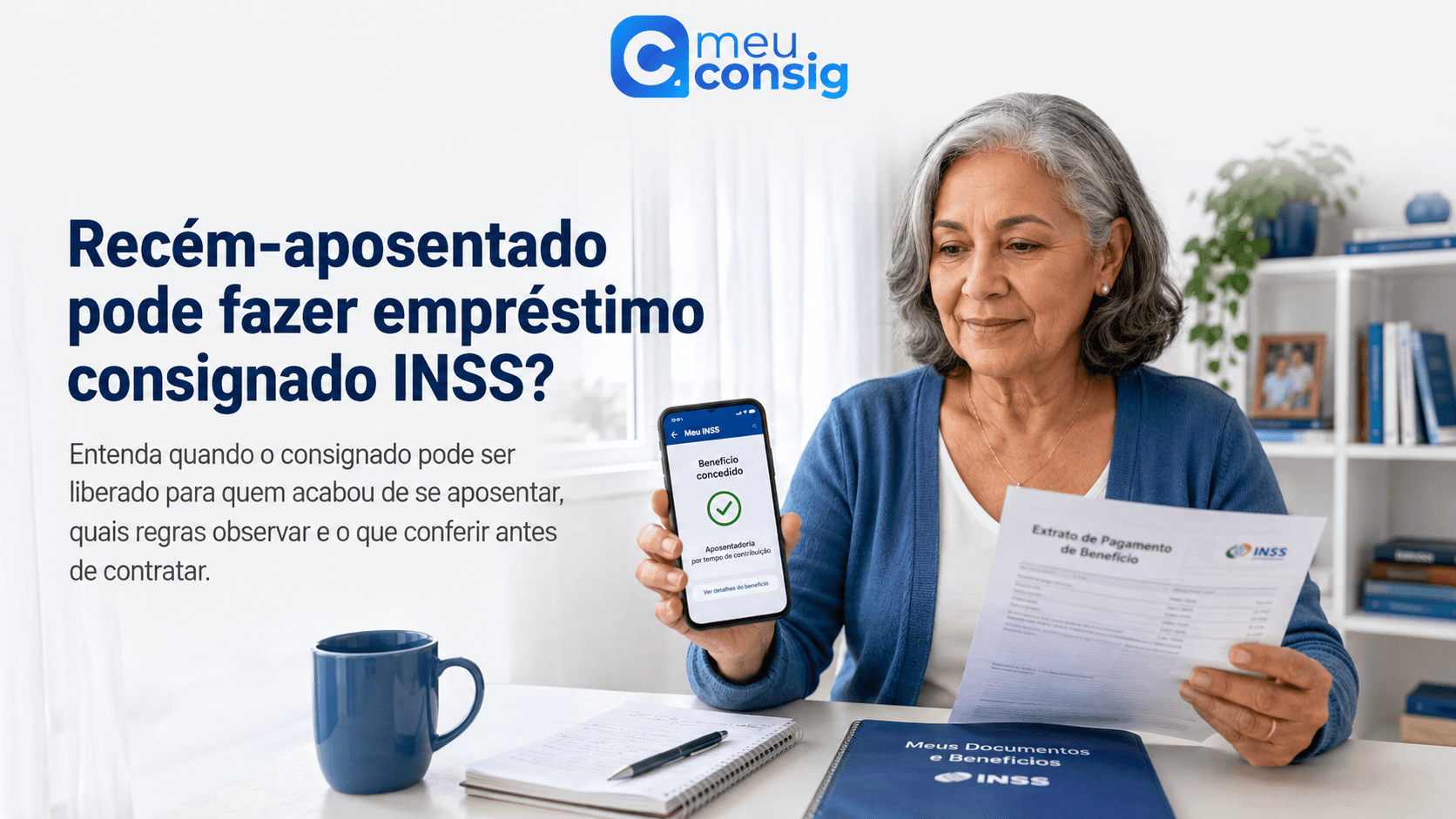 Recém-aposentado consultando no Meu INSS se o benefício já permite empréstimo consignado
