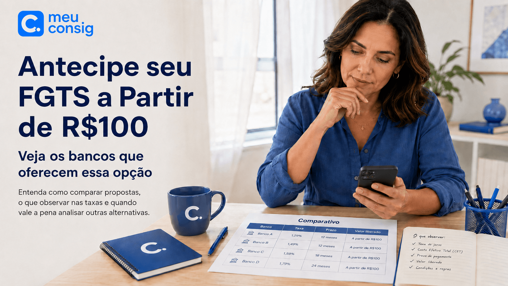 Ilustração sobre antecipe seu fgts a partir de r$100: veja os bancos que oferecem essa opção