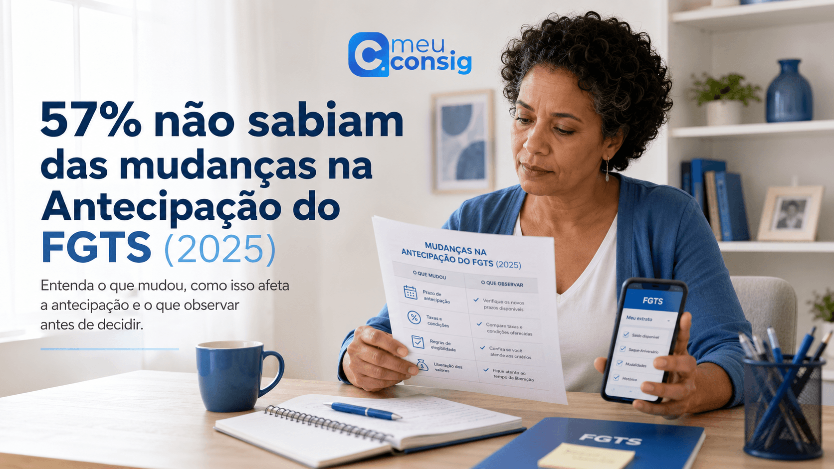 Ilustração sobre 57% não sabiam das mudanças na antecipação do fgts (2025)