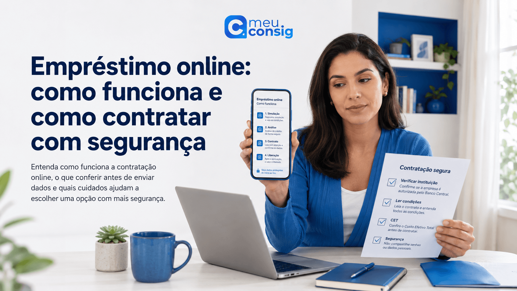 Pessoa analisando no celular uma proposta de empréstimo online antes de assinar o contrato