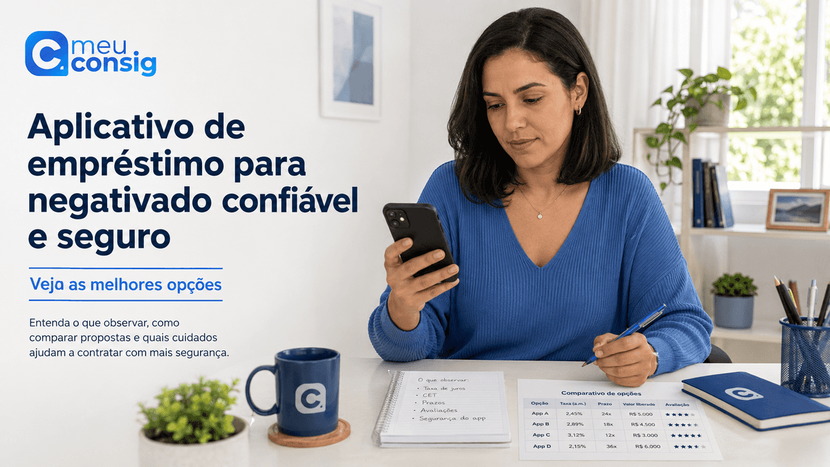 Ilustração sobre aplicativo de empréstimo para negativado confiável e seguro: veja as melhores opções