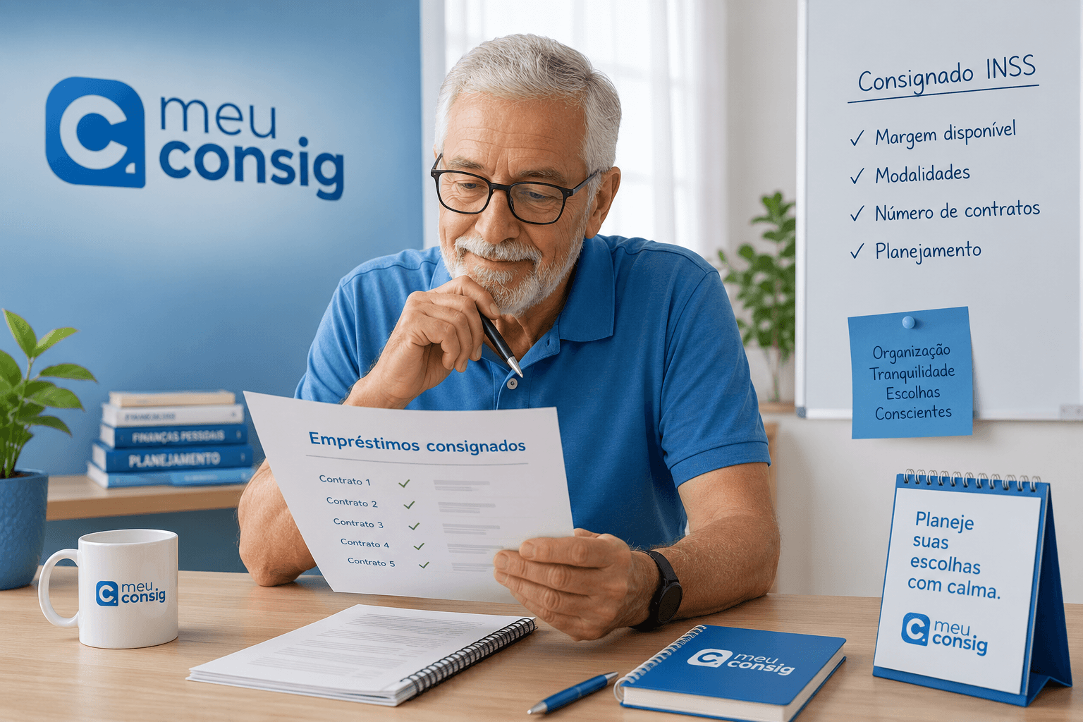 Aposentado consultando no Meu INSS quantos contratos consignados possui e se ainda tem margem