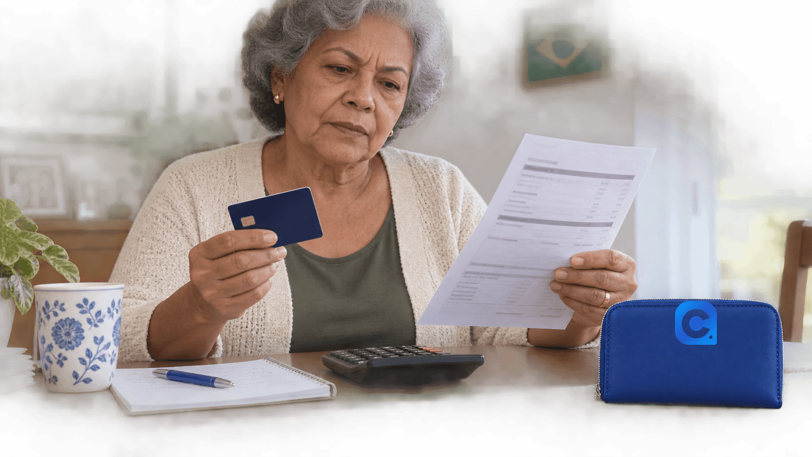 Beneficiária compara cartão, extrato e custo da fatura
